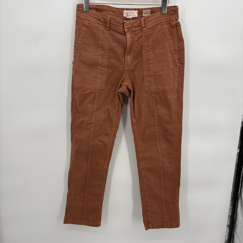 By‎ Anthropologie Pants Womens 28 Rust The Wanderer Cotton Linen Blend Straight